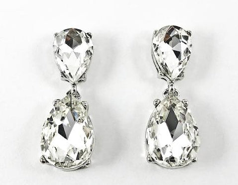 Classic Large 2 Piece Pear Shape Dangle Crystal Fashion Earrings