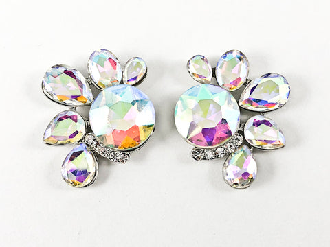 Unique Mix Shape Aurora Borealis Color Crystal Design Fashion Earrings