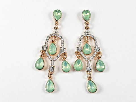 Stylish Simple Layered Green Crystal Chandelier Design Dangel Fashion Earrings