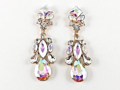Fancy Long Slender Stylish Aurora Borealis Color Dangle Fashion Earrings