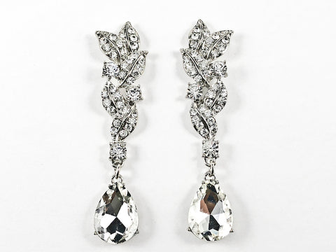 Fancy Long Floral Dangle Crystals Fashion Earrings