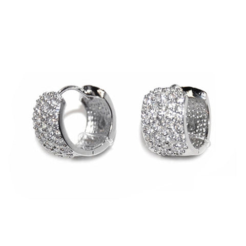 Classic Dainty Micro Setting CZ Huggie Brass Earrings