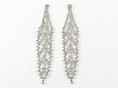 Fancy Sparkly Statement Long Dangle Crystal Fashion Earrings