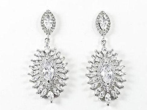 Elegant Fine Marquise Cut & Shape CZ Dangle Brass Earrings