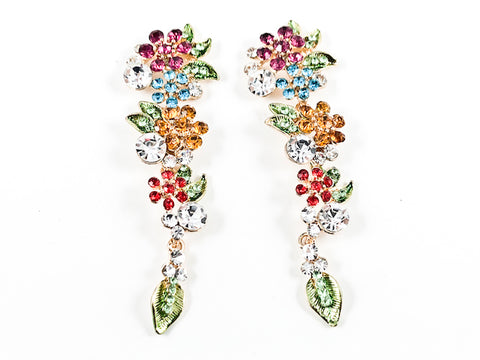 Beautiful Long Colorful Floral Pattern Fancy Fashion Earrings