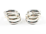 Beautiful Modern Two Tone Shiny Metallic Style Brass Earrings
