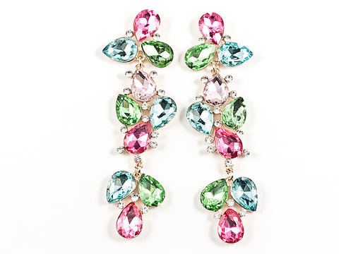 Fancy Unique Pear Shape Pattern Multi Color Design Fashion Dangle Earrings