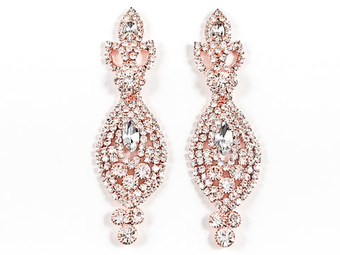 Fancy Antique Style Design Pink Gold Tone Dangle Fashion Earrings