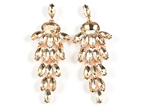 Fancy Unique Mix Shape Multi Dangle Chandelier Style Topaz Crystals Gold Tone Fashion Earrings