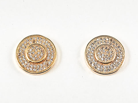 Beautiful Elegant Round Shape Micro CZ Gold Tone Brass Earring