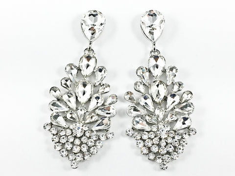 Fancy Unique Floral Dangle Crystal Design Dangle Fashion Earrings