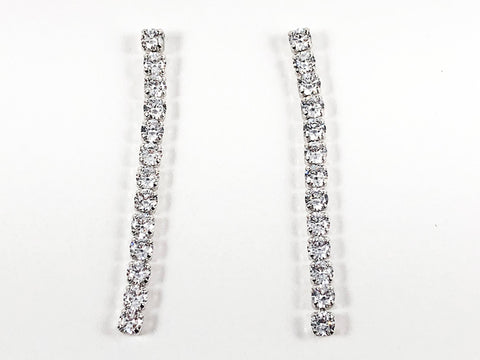 Elegant Single Line CZ Drop Brass Earrings