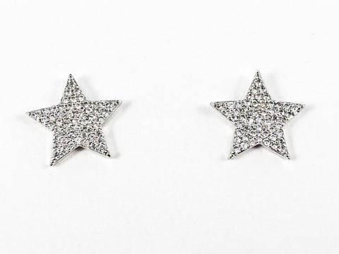Micro Setting CZ Style Star Shape Brass Stud Earrings