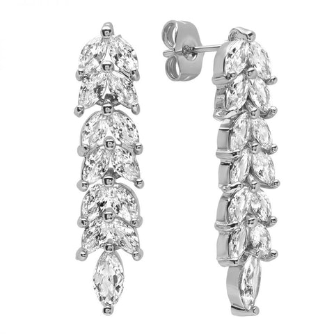 Elegant Unique Dangle Design CZ Brass Earrings