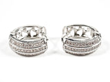 Elegant Multi Row Micro CZ Thick Huggie Brass Earrings