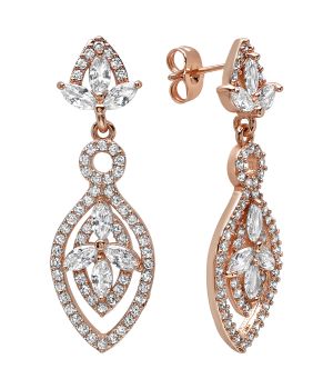 Elegant Classic Vintage Style Chandelier Style Pink Gold Tone Dangle Brass Earrings