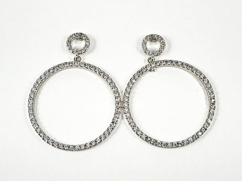 Beautiful Double Round CZ Open Dangle Design Brass Earrings