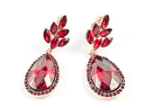 Fancy Floral Design Dangle Color Crystals Gold Tone Fashion Clip On Earrings