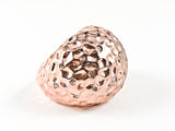 Nice Hammered Style Dome Shape With Crystals Design Pink Gold Tone Brass Ring