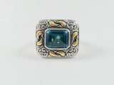 Square Shape With Classic Accents Brass Ring
