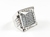 Nice Unique Square Shape  Glass Top Design Dark Tone Micro CZ Setting Brass Ring