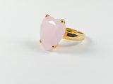 Cute Pink Heart Center Stone Brass Ring