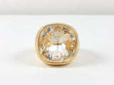 Squared Centered Stone Yellow Gold Brass Ring