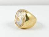 Squared Centered Stone Yellow Gold Brass Ring
