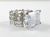 Classic Rectangular Cut CZ Brass Ring