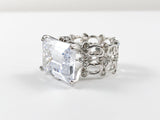 Classic Rectangular Cut CZ Brass Ring