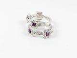Cute Two Piece Set Ring With CZs and Purple Color Stones