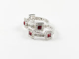 Cute Two Piece Set Ring With CZs and Red Color Stones