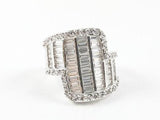 Unique Diamond Shaped Baguette Setting Brass Ring