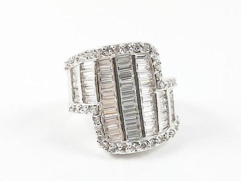 Unique Diamond Shaped Baguette Setting Brass Ring