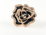 Classic Elegant Rose Petal Brass Ring