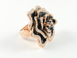 Classic Elegant Rose Petal Brass Ring