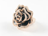 Classic Elegant Rose Petal Brass Ring