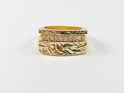 Elegant Unique Hammer Rectangular Brass Ring