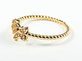 Cute Dainty Butterfly & Floral CZ Ball Beads Gold Tone Brass Ring