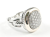 Modern Elegant Square Shape Micro CZ With Gold Tone Frame Brass Ring
