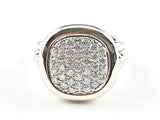 Modern Elegant Square Shape Micro CZ With Gold Tone Frame Brass Ring