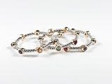Beautiful Textured Multi Color 3 Piece Set Eternity Brass Rings