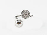 Beautiful Wrap Style CZ & Shiny Ball Duo Ends Brass Ring