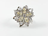 Unique Elegant Flower Petal Design Brass Ring