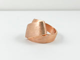 Unique Shaped Rose Gold Matte Design Brass Ring