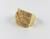 Fine Elegant Design CZ Yellow Gold Tone Brass Ring