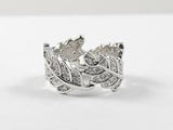 Modern Leaf Design Eternity Brass Ring