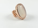 Classic Oval Pink Color Center Stone Brass Ring