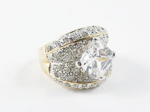 Classic Fine Center Stone With CZ Brass Rings