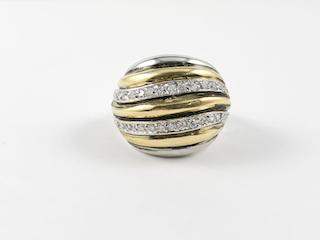 Modern Round Striped Design Brass Ring